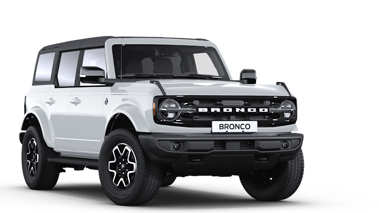 Valkoinen Ford Bronco, edestä kolmiosta