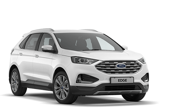 Valkoinen Ford Edge, edestä kolmiosta