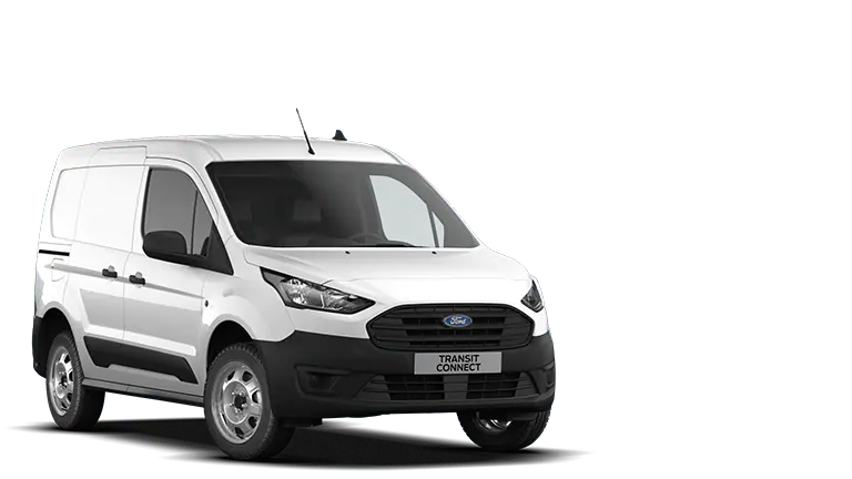 Valkoinen Ford Transit Connect, edestä kolmiosta