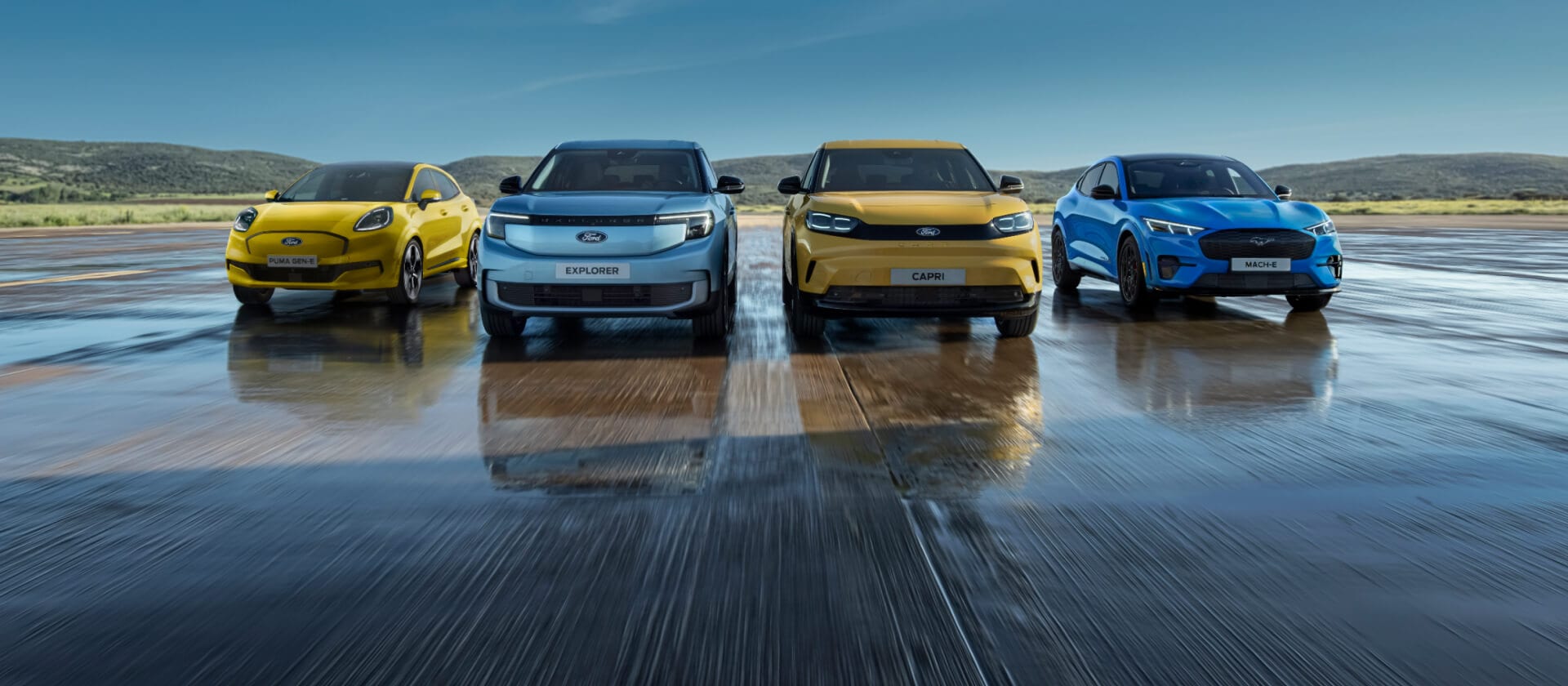 Esittelyssä Ford-täyssähköautot: Ford Puma Gen-E, Ford Explorer, Ford Capri ja Ford Mustang Mach-E.