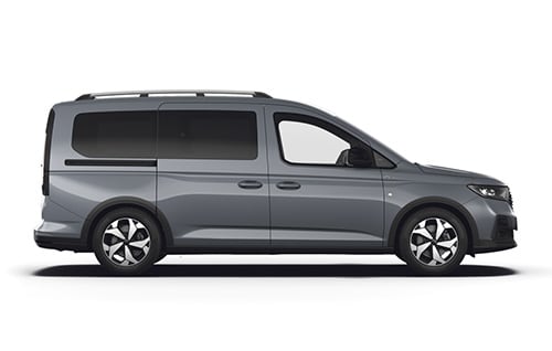 Hopeanvärinen Ford Tourneo Connect ladattava hybridi.