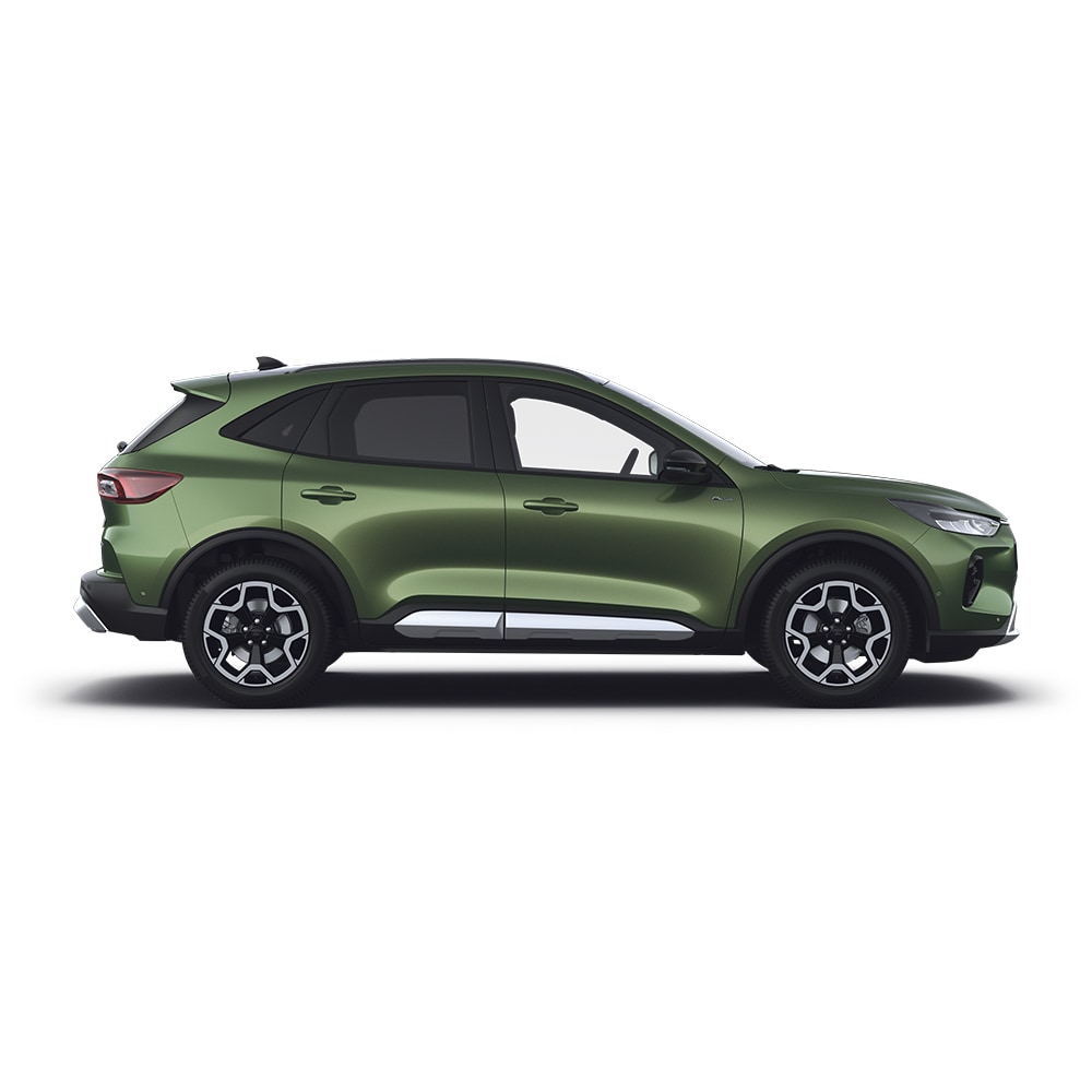 Vihreä Ford Kuga itselataava täyshybridi.