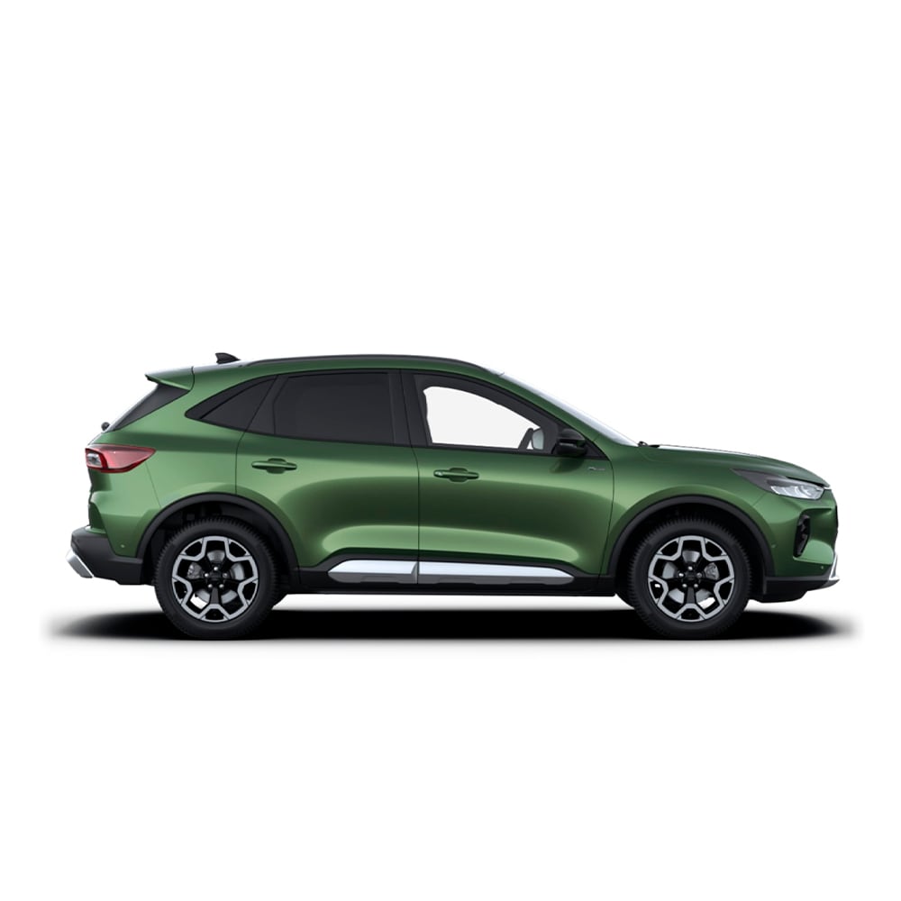 Vihreä Ford Kuga itselataava täyshybridi.