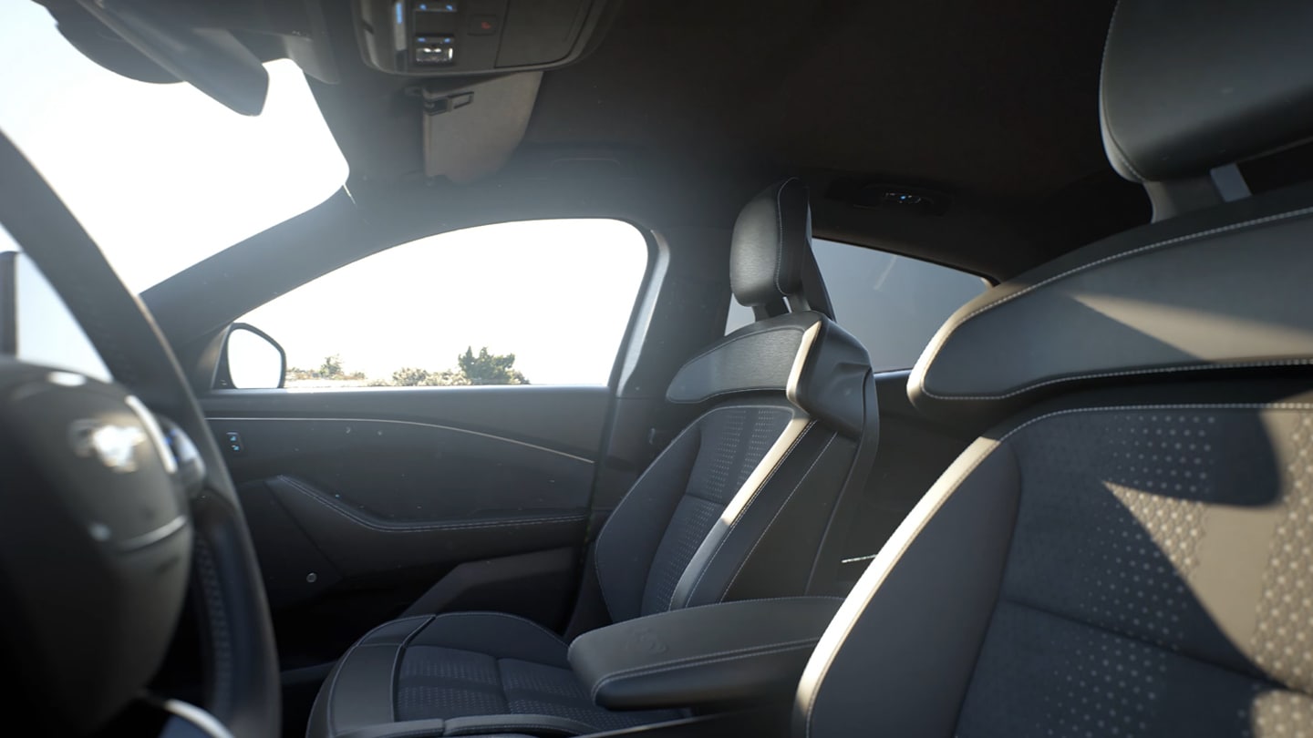 Side-interior view of Ford mustang mach-e gt front performance sport seats