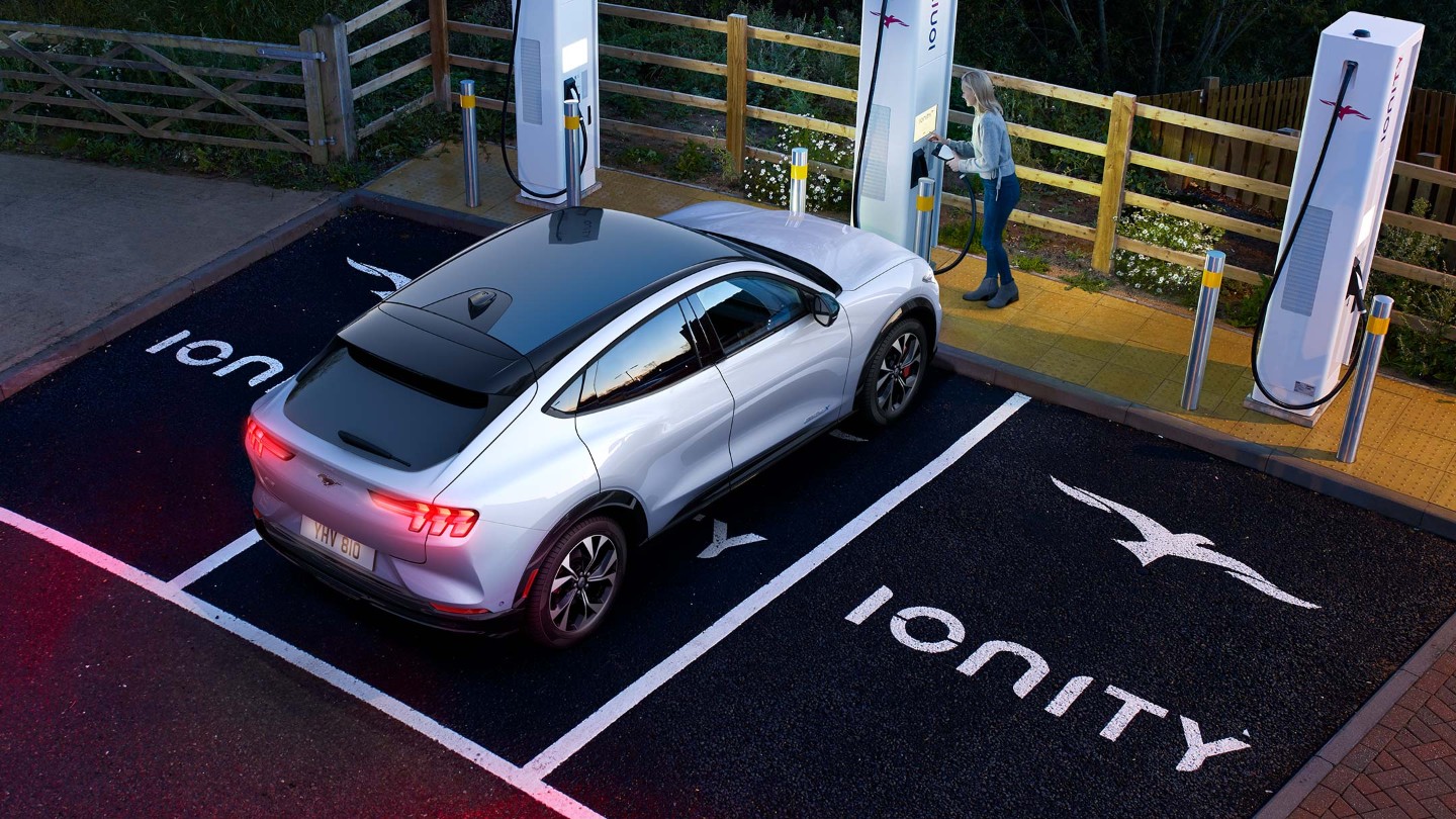 Ford Mustang Mach-E charging at IONITY chargers