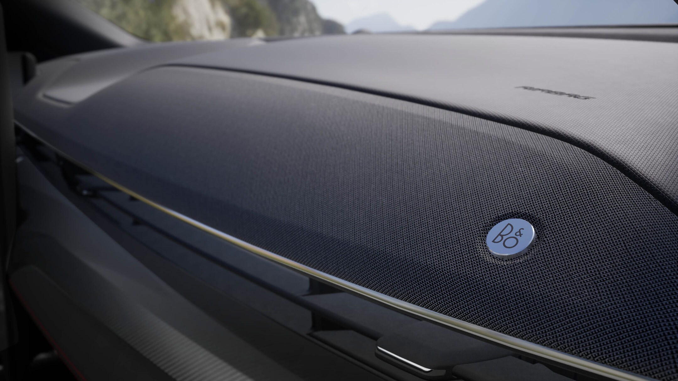 All-New Ford Mustang Mach-E interior with the B&O Sound System badge on the speakers