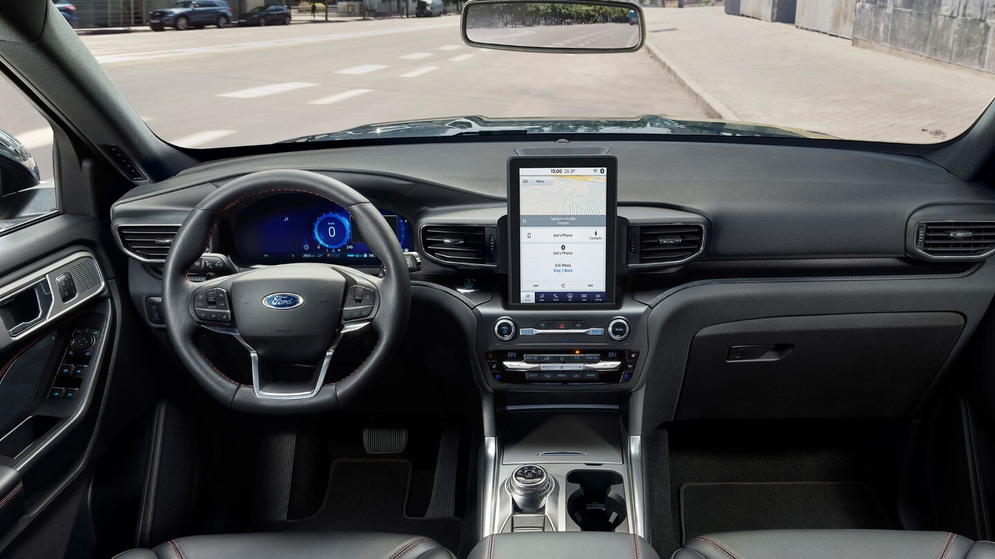 Ford Explorer interior with front seats, dashboard and SYNC Ford Explorer interior with front seats, dashboard and SYNC