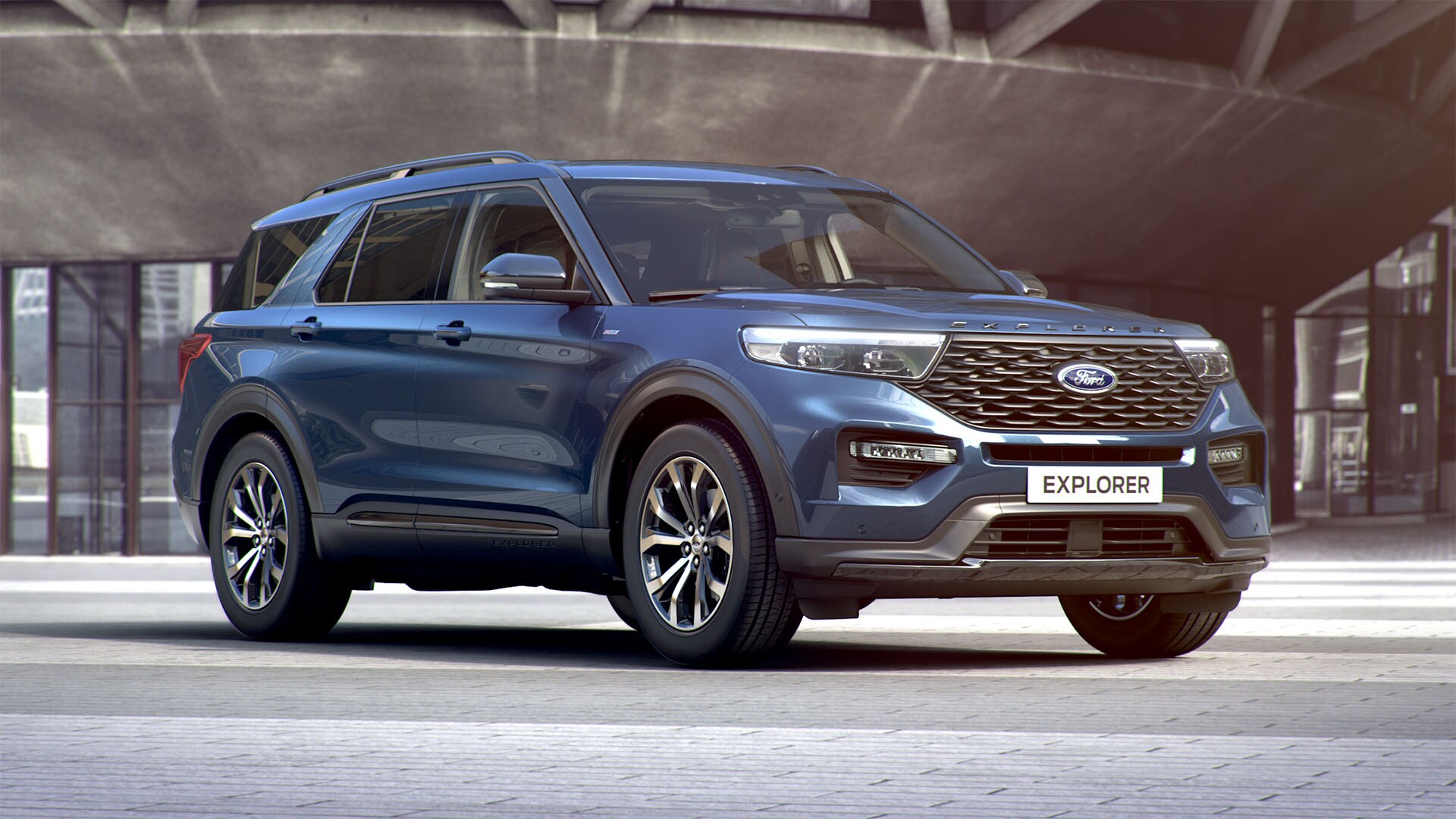 Ford Explorer parked in modern garage