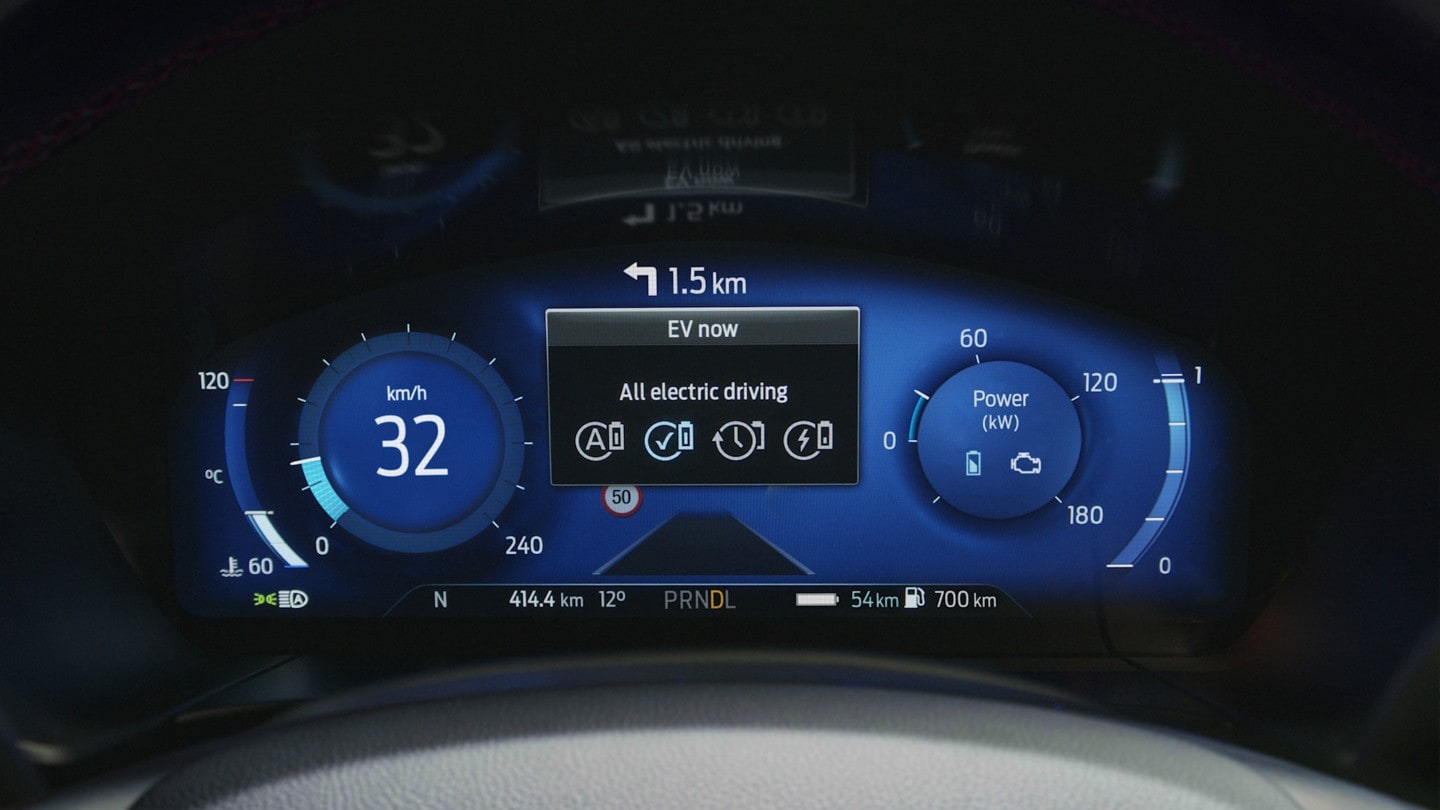 Ford Kuga interior dashboard showing EV coach