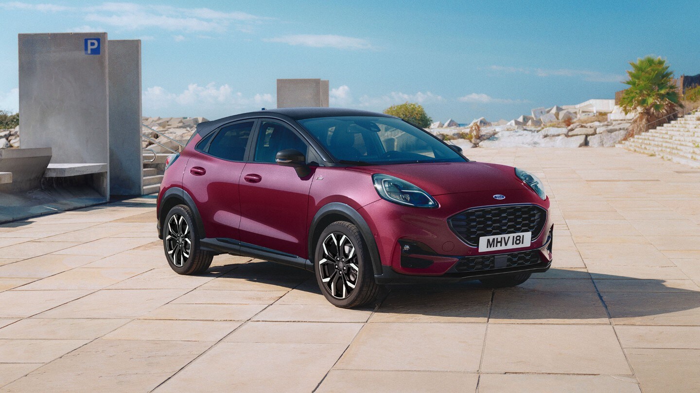 Ford Puma Vivid Ruby edition parked