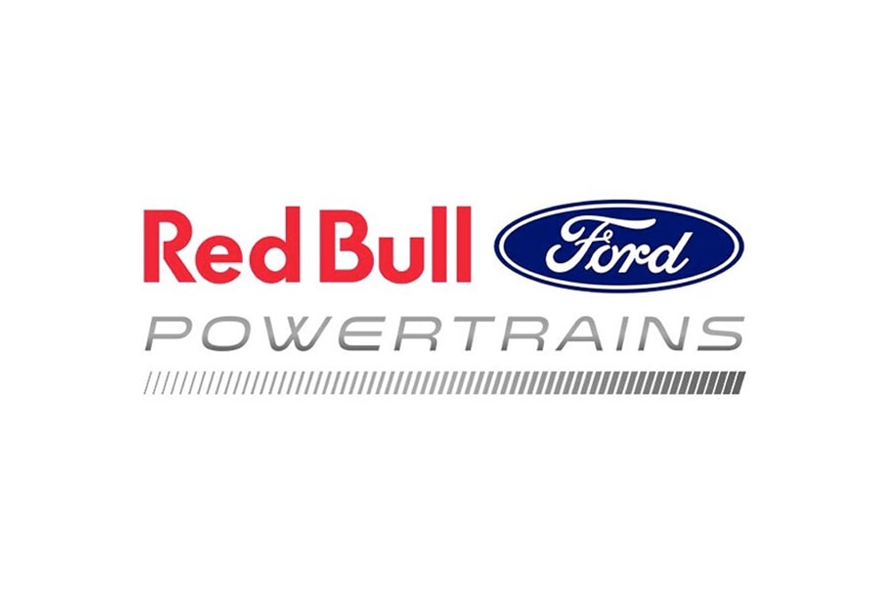 Red Bull Ford Powertrainsin Formula 1 -logo valkoisella taustalla