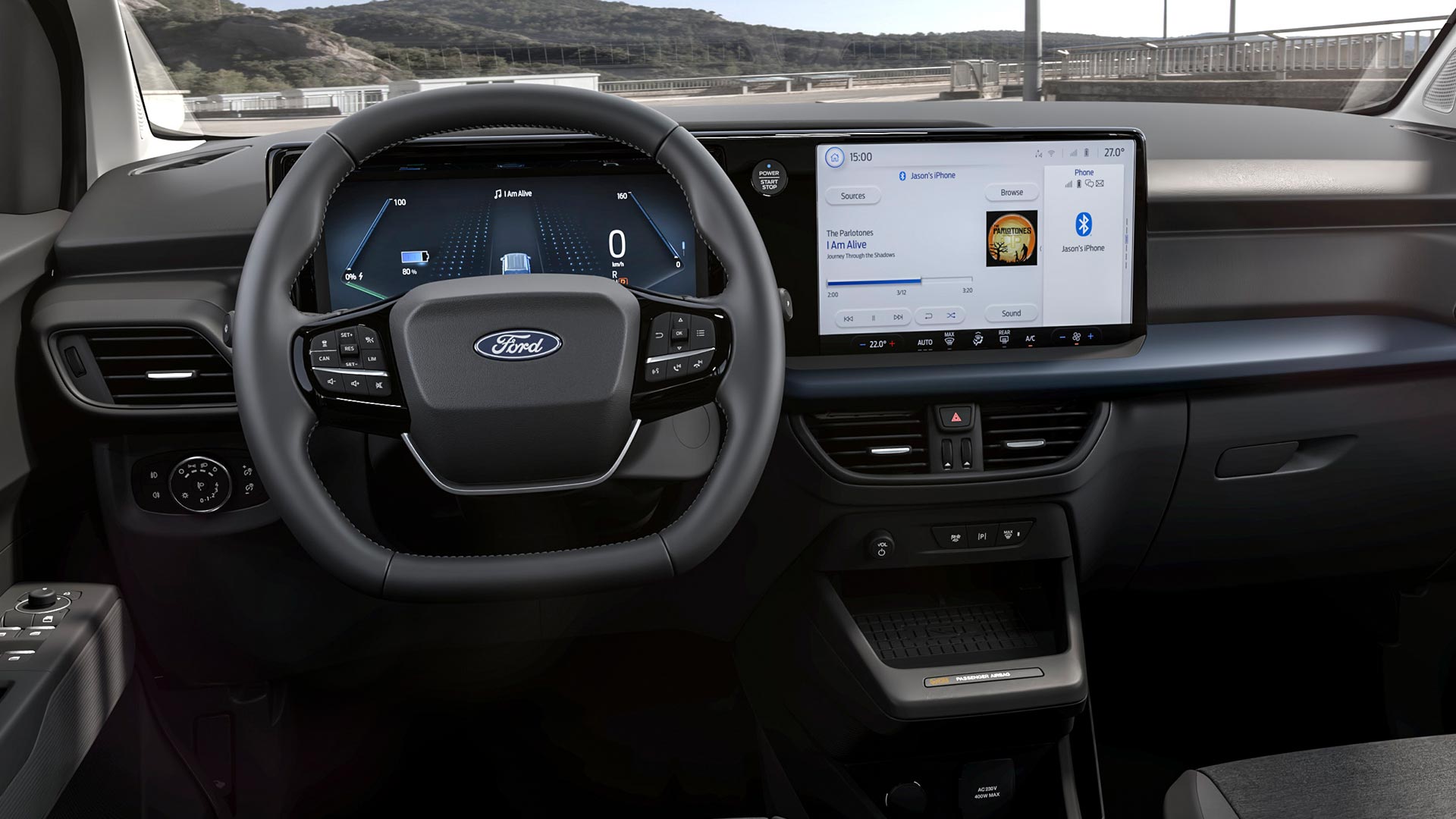 Ford E-Tourneo Courier Active-mallin sisätilat ja kosketusnäyttö