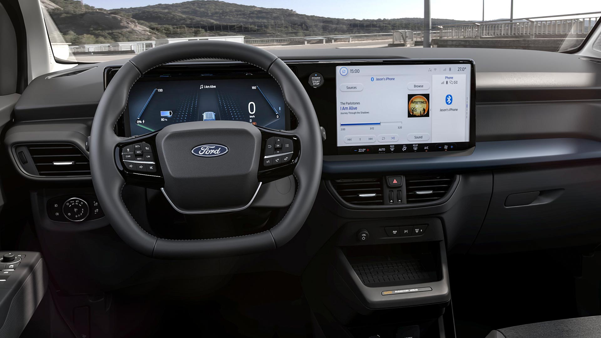 Ford E-Tourneo Courier Active-mallin sisätilat ja kosketusnäyttö