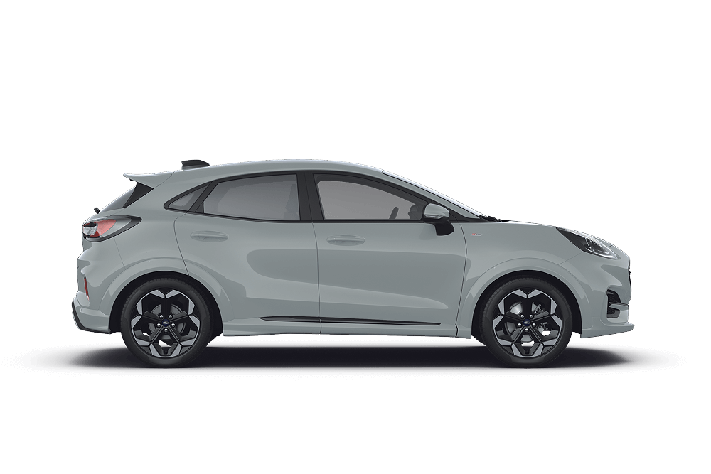 Ford Puma kuvattuna sivuprofiilista.