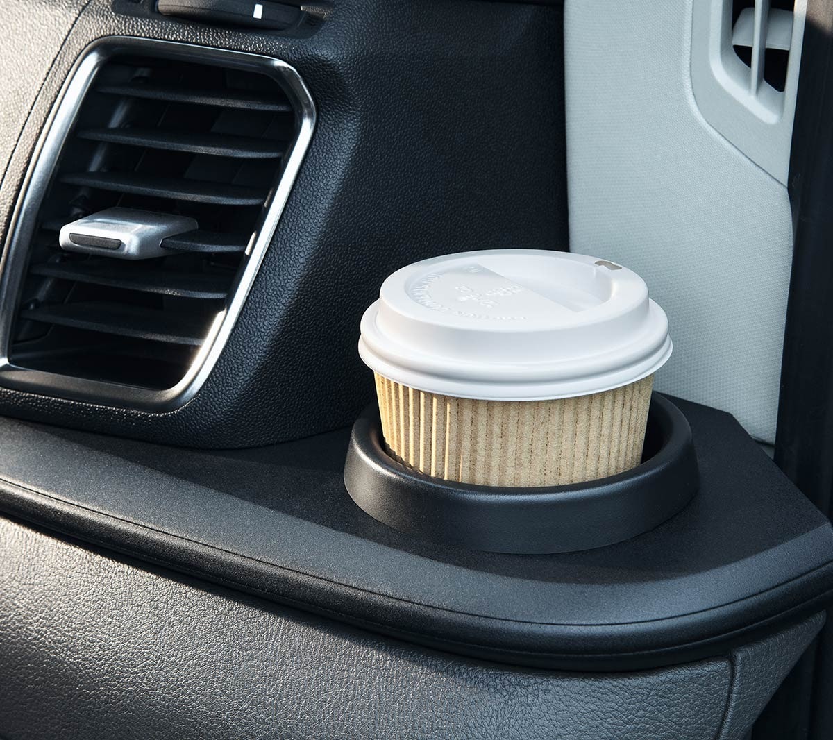 New Ford Transit Chassis Cab interior showing coffee cup and stowage space