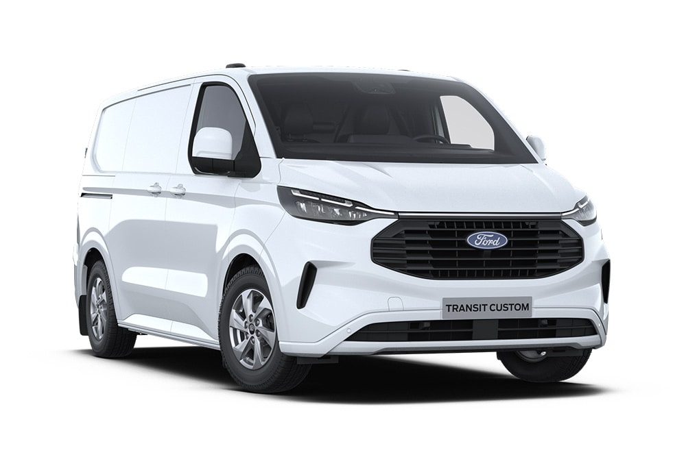 White Ford Transit Custom van.