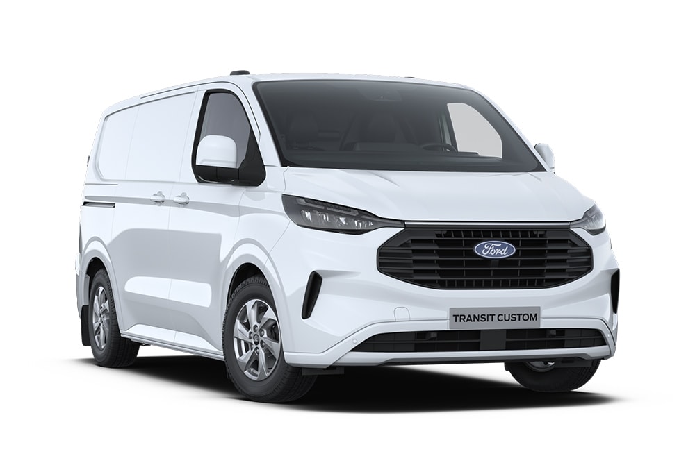 White Ford Transit Custom van.