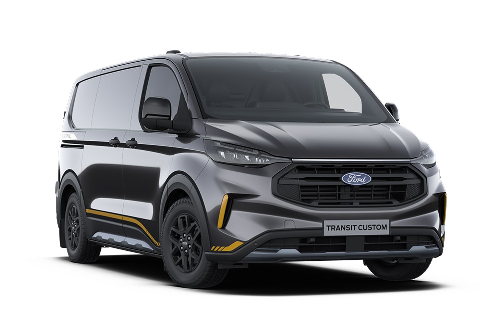 Tummanharmaa Ford Transit Custom Sport PHEV.