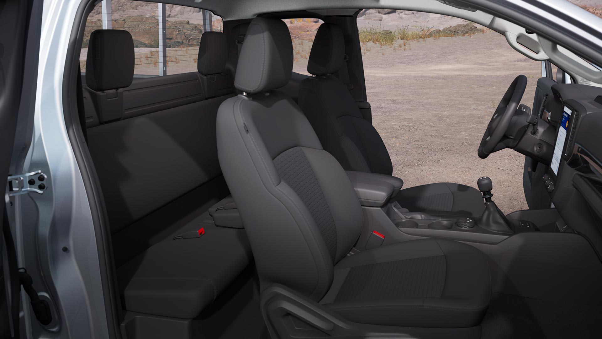 Sisäprofiilikuva Ford Ranger XLT Super Cabin matkustamosta.