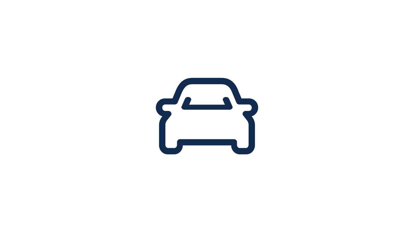 Auton ääriviivakuvake edestäpäin katsottuna.