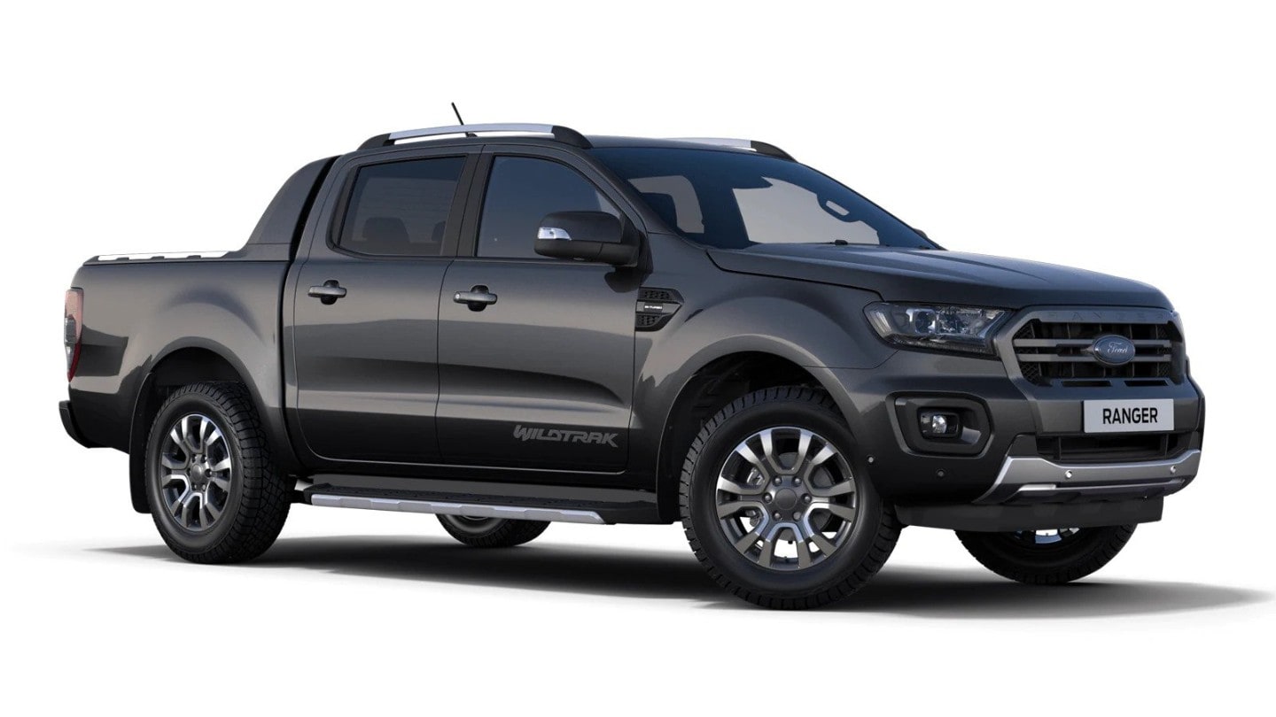 Grey Ford Ranger Wildtrak from 3/4 front angle